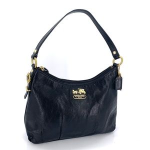 Coach Petite Black Leather Shoulder Bag
